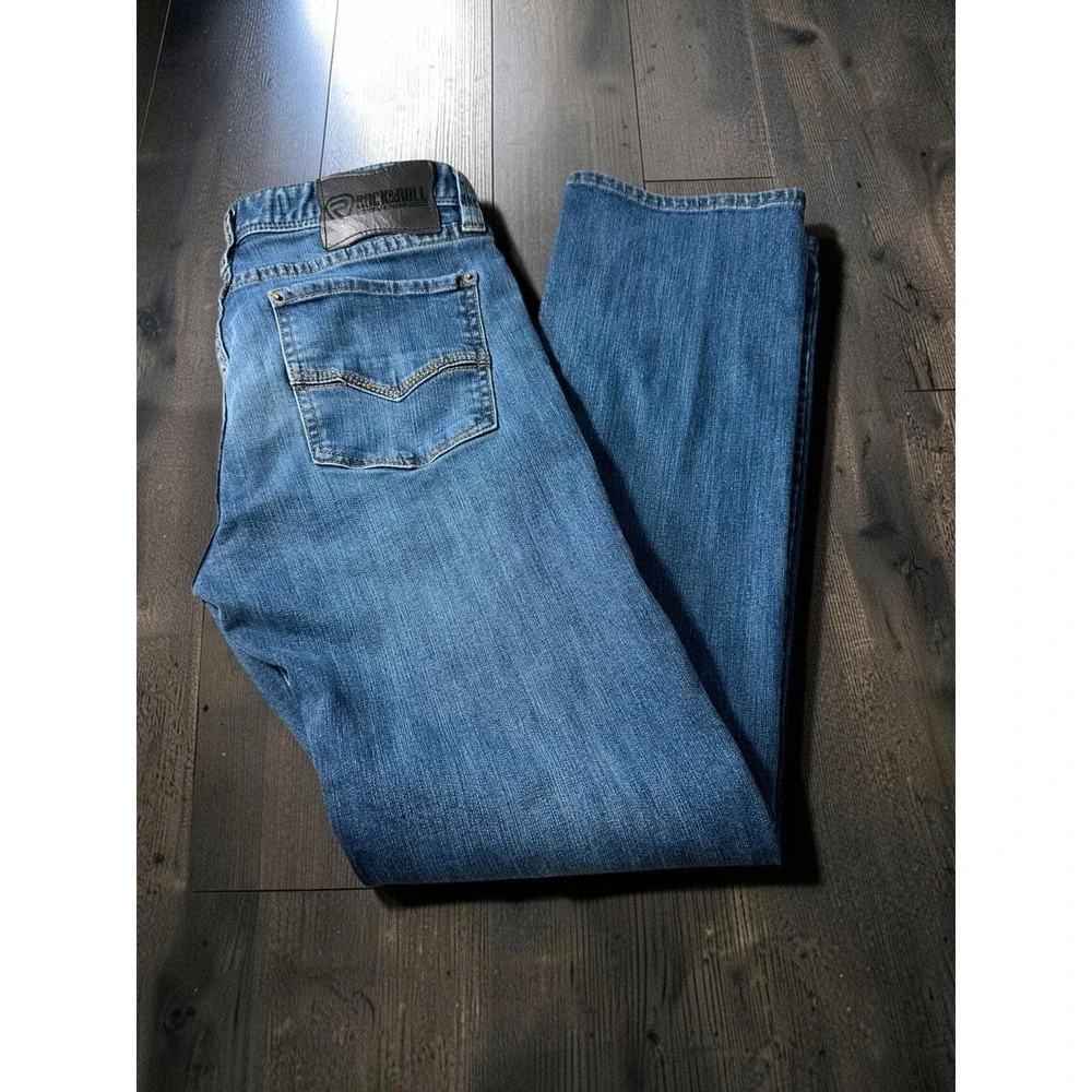 Rock and Roll Denim Revolver Straight Leg Jeans Mens 32x34 Medium Wash